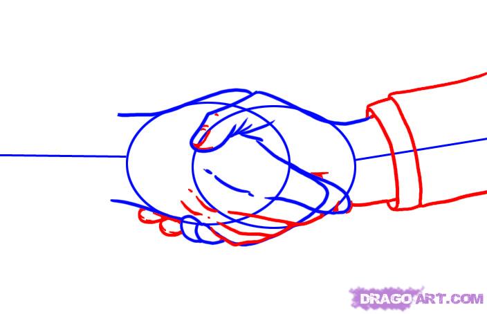 How to Draw Shaking Hands, Step by Step, Hands, People, FREE 