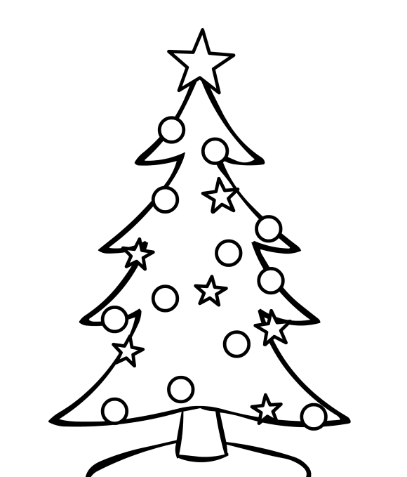 Easy Christmas Tree Coloring Pages For Children