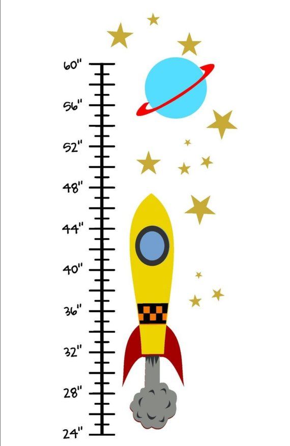 Spaceship Outer Space Children Growth Chart Vinyl Wall Art Decal