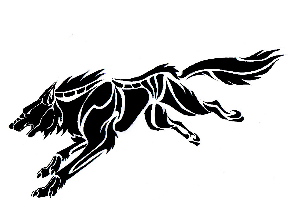 tribal wolf running - Clip Art Library