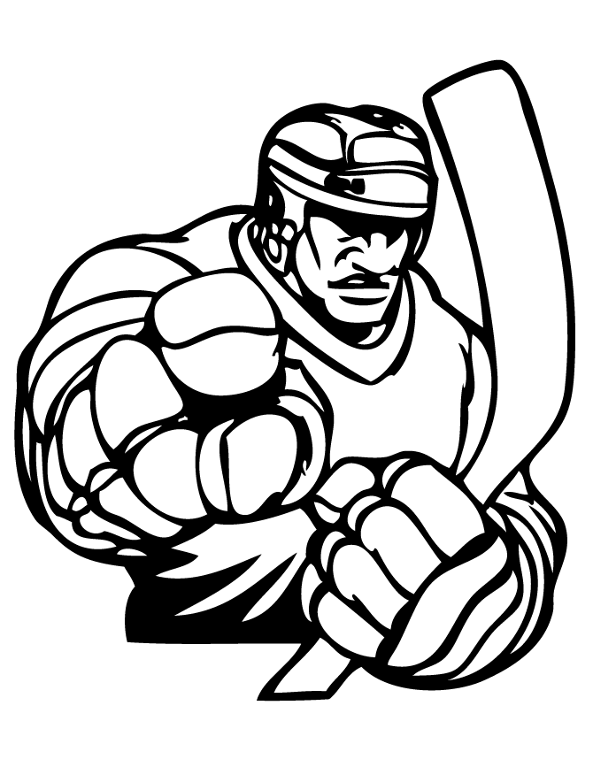 Mean Hockey Player Coloring Page | HM Coloring Pages