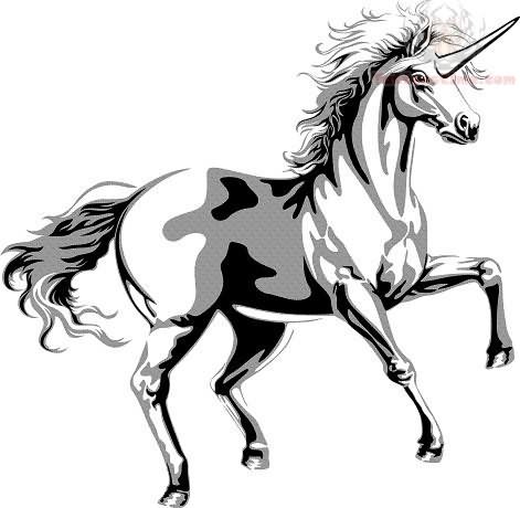 black-and-white-unicorn-tattoo 