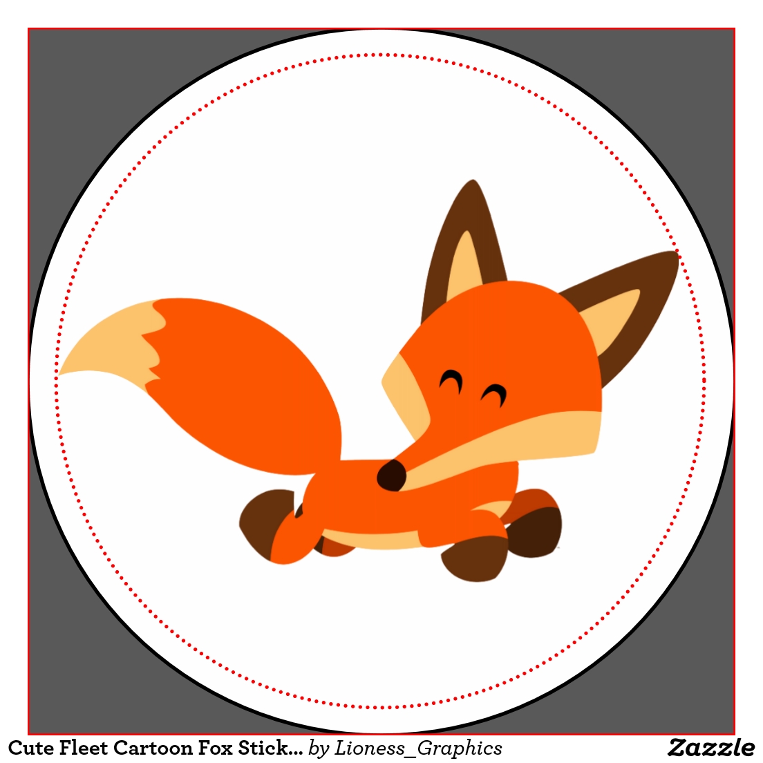 Cute Fleet Cartoon Fox Sticker | Zazzle