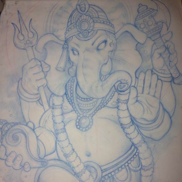 Ganesha drawing for a tattoo.