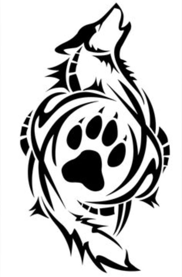 wolf paw print outline tattoo