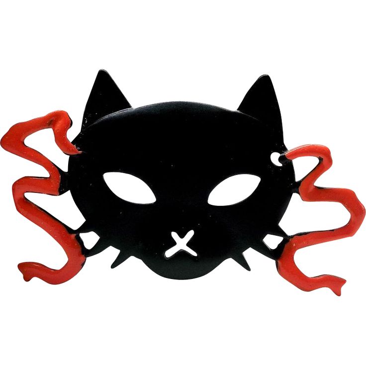 JJ Black Cat Mask Halloween pin Jonette brooch