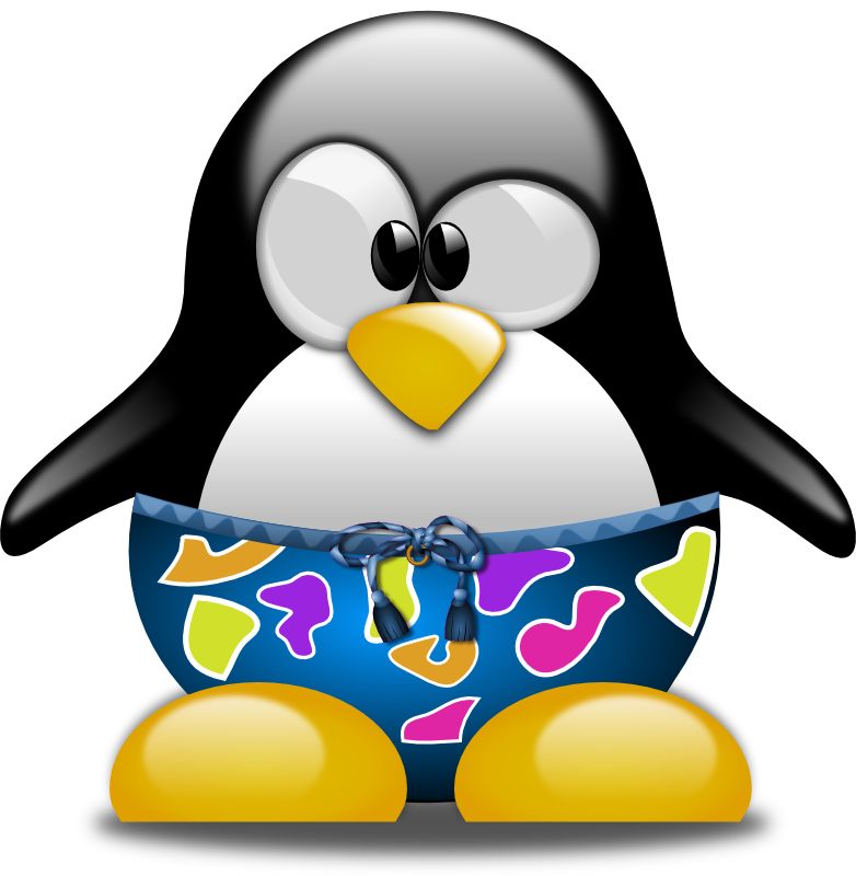 Clipart - Tux with Swimming Trunks
