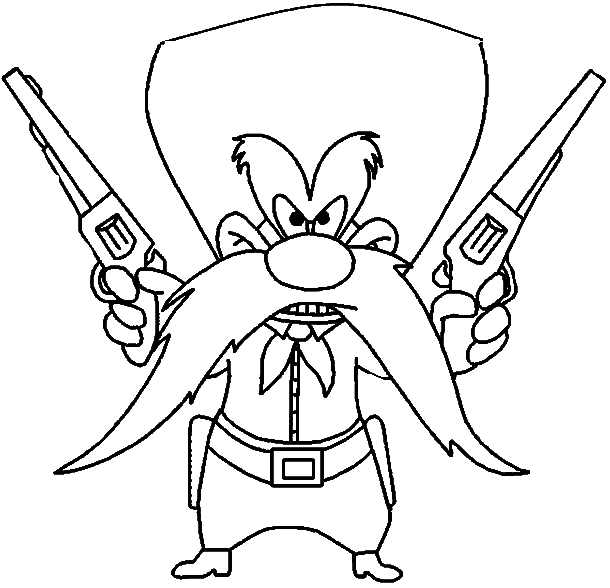 Coloring Yosemite Sam with two guns picture