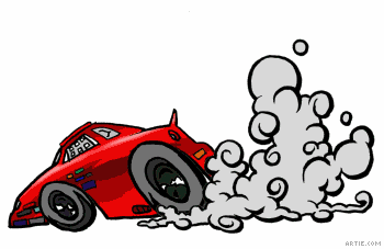 Large Race Car Burning Rubber - ARG! Animated Cartoon GIFs