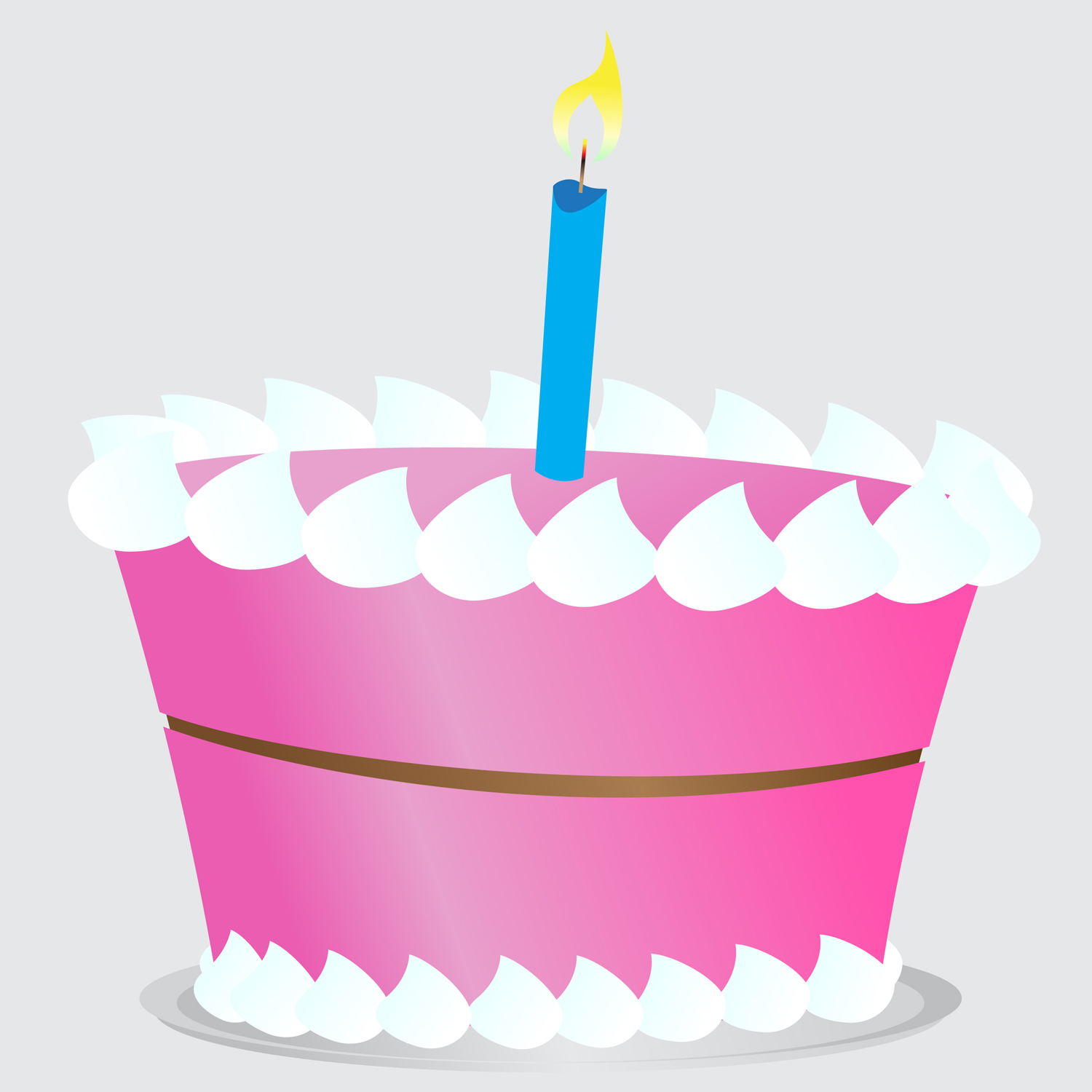 Birthday Cake Clipart — Simple vector illustration of a pink 