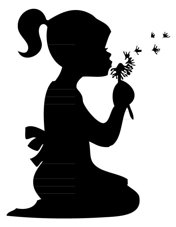Girl Blowing Dandelions Silhouette [kid911] - $12.00 