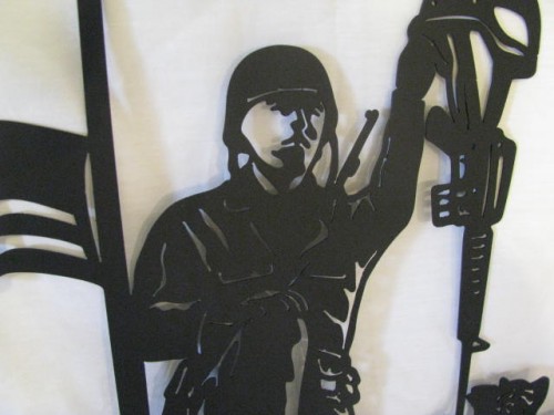 Soldier Praying 012 Large Metal Army Wall Yard Art Silhouette 