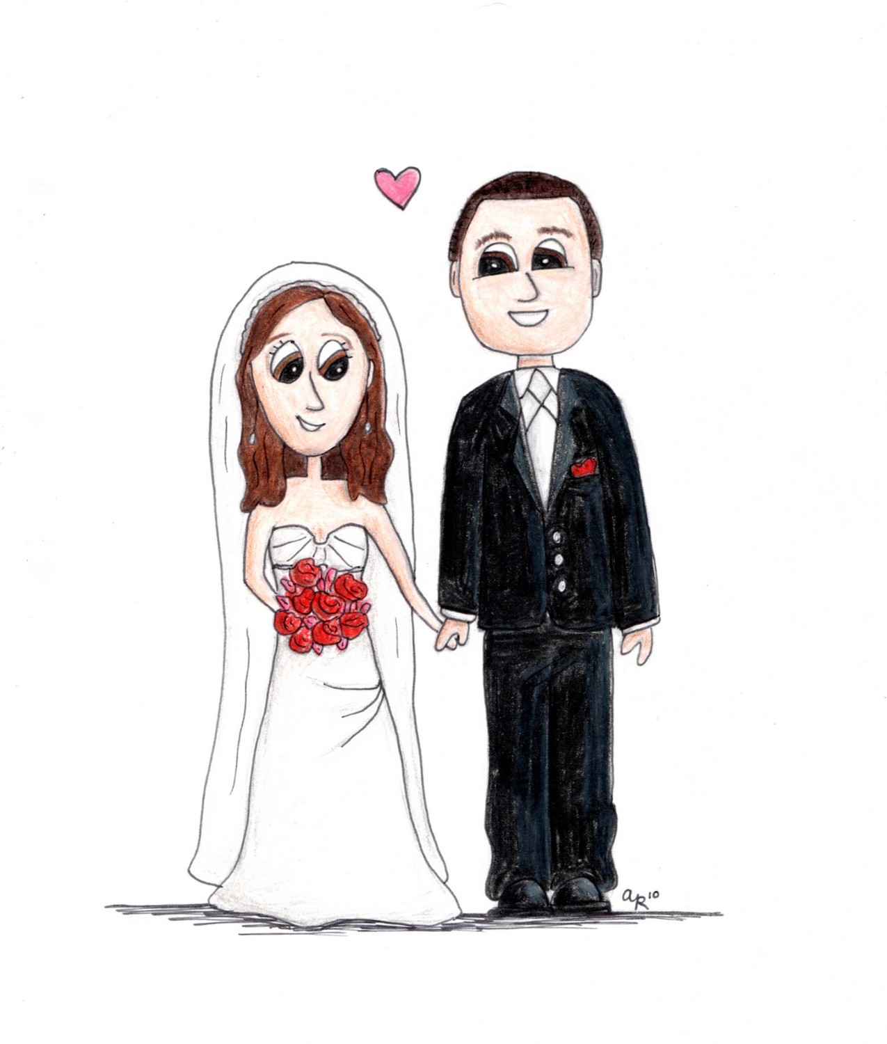 Custom Wedding  Newlywed Caricatures by allinanutshell 