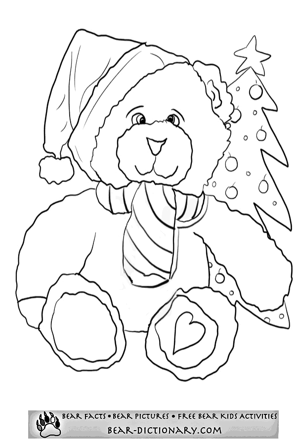 Bear Christmas Coloring Page,Toby
