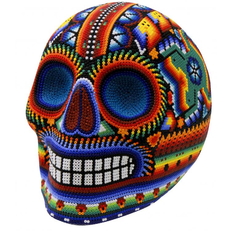 Huichol Bead Art Collection - Huichol Skull:Starlight Vision - HBSK006