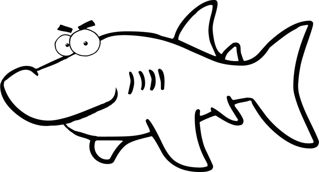 New Of Black And White Shark For Kids - deColoring