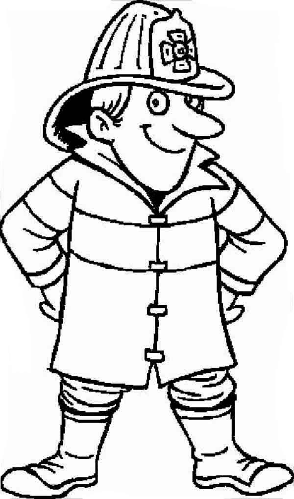 Awesome Fireman in Community Helpers Coloring Page � Community 
