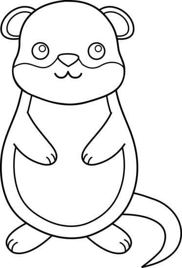 Cute Colorable Groundhog - Free Clip Art