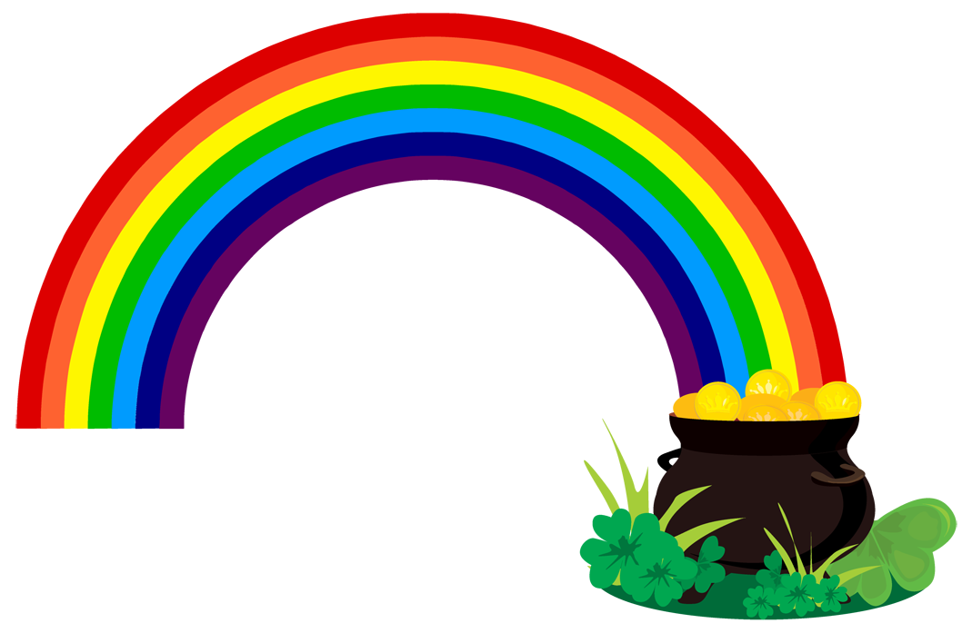 Rainbow With Pot Of Gold Clipart Black And White | Clipart library 