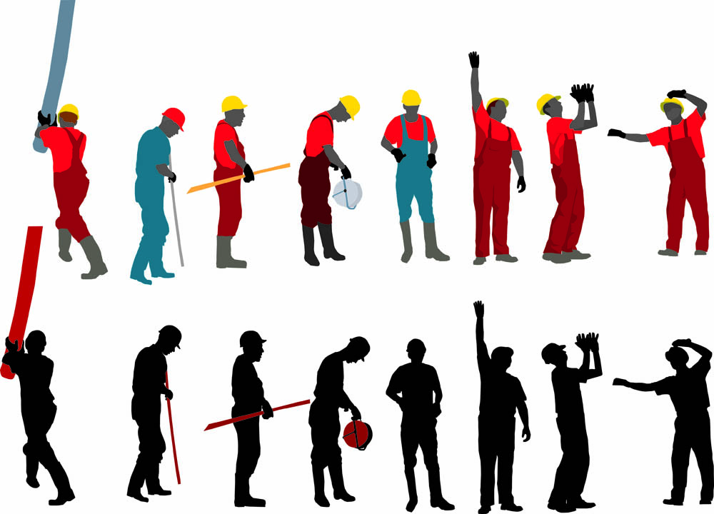 Workers with the silhouette image 03 vector Free Vector 
