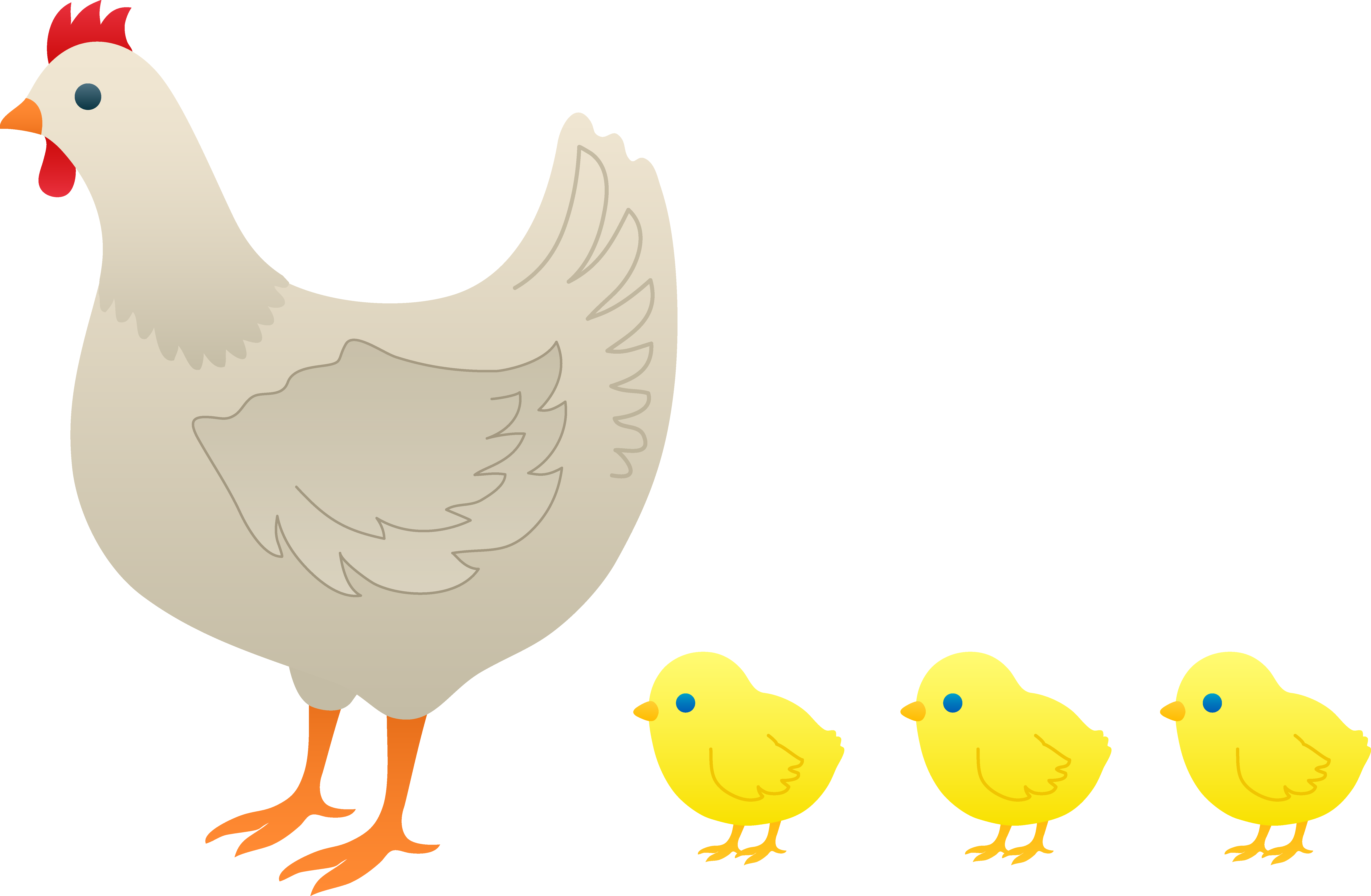 Mother Hen and Baby Chicks - Free Clip Art