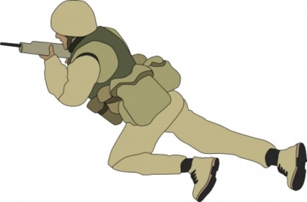 Crawling Soldier clip art Vector | Free Download