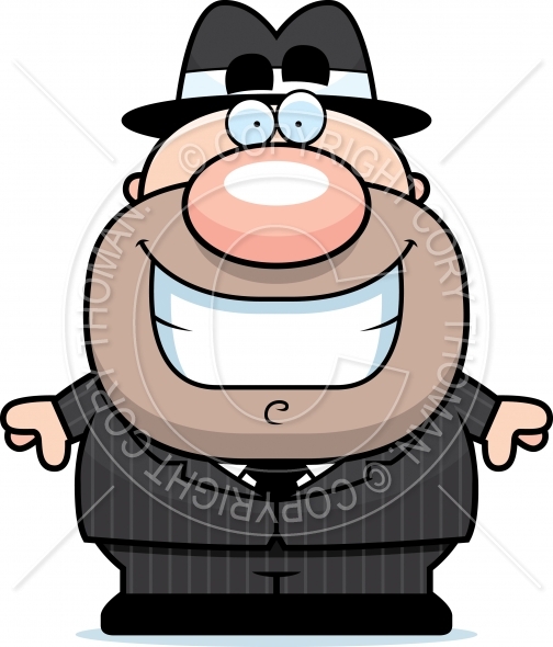 Smiling Cartoon Mobster Vector and Royalty Free License - Cory 