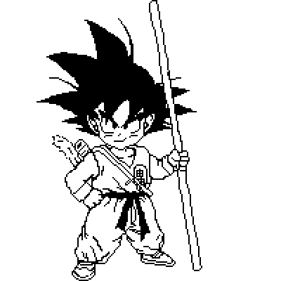 piq - pixel art | Black and White Kid Goku [200x200 pixel] by 