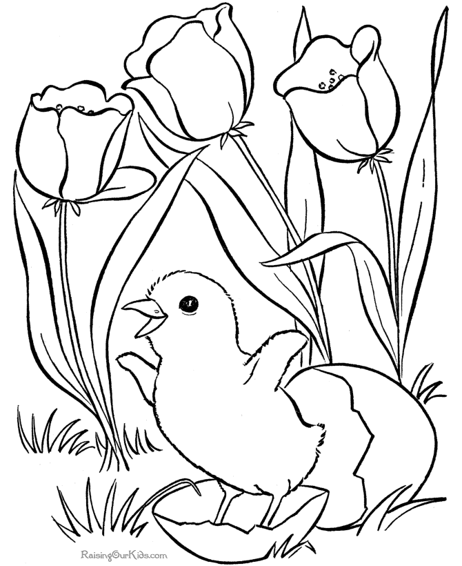 Spring Coloring Pages | Spring picture to print and color | flying 