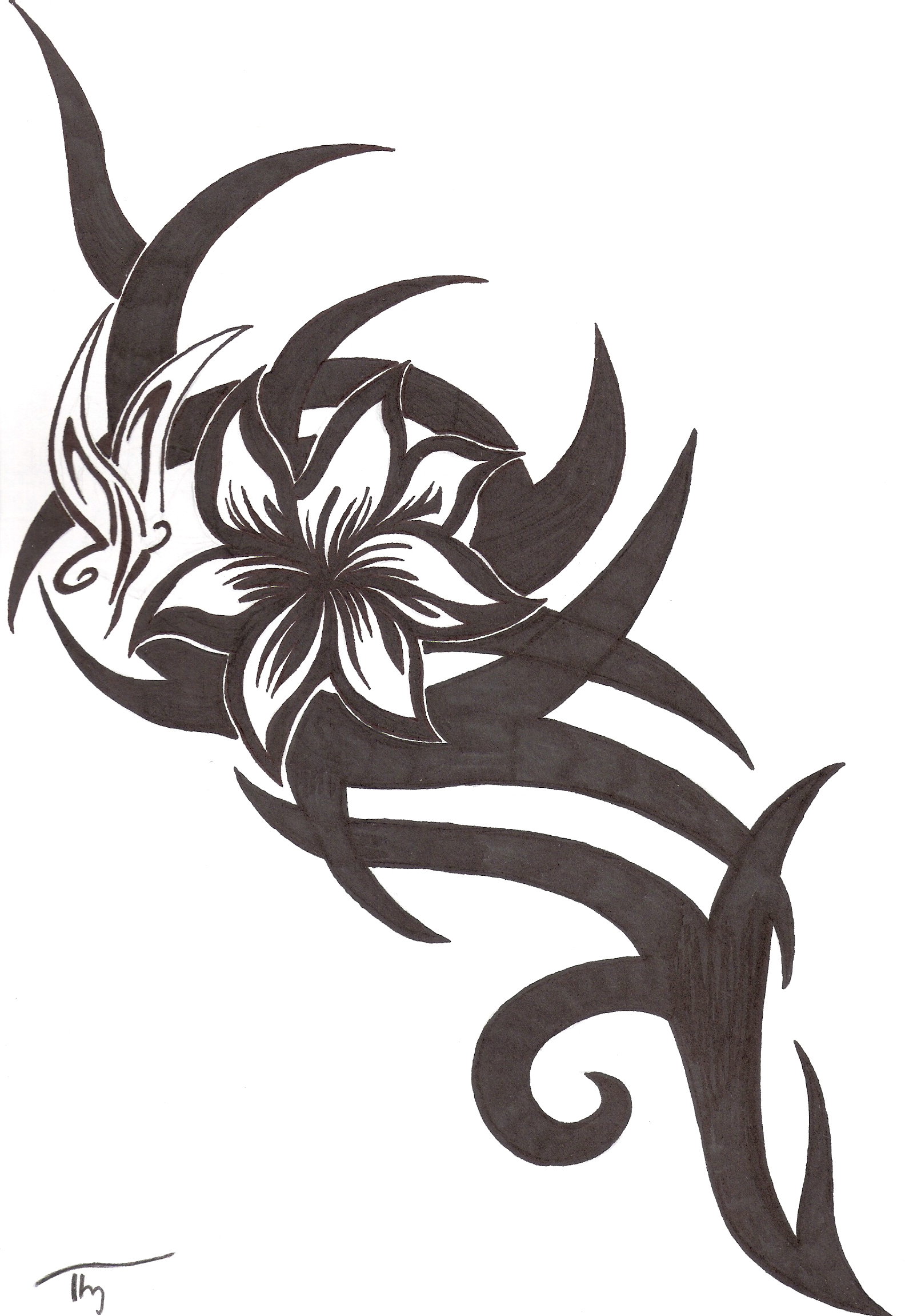 Tribal Flower,Butterfly Tattoo - Gallery Wallpaper