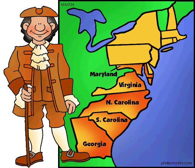 Free Colonial America Clip Art by Phillip Martin, Southern Colonies