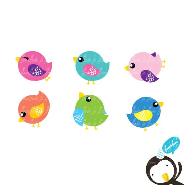 Cute Birds Clip Art 01 by MadeInMoon 