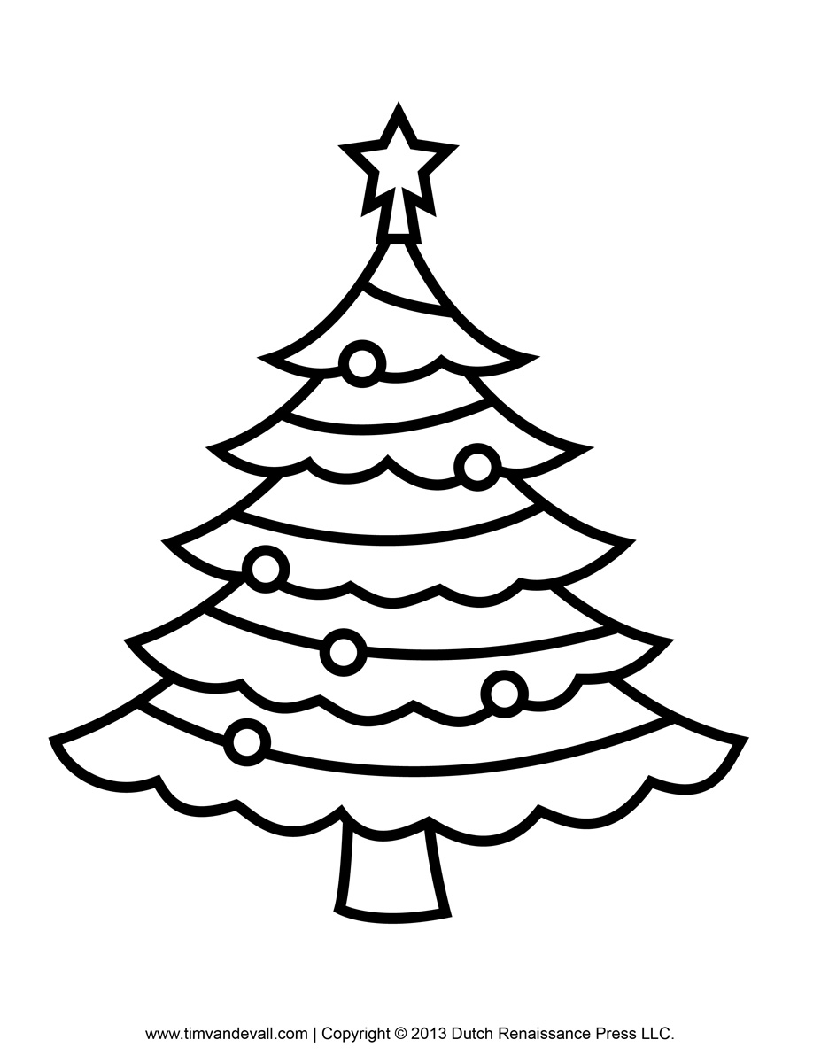 Printable Paper Christmas Tree Template, Clip Art,  Coloring Pages
