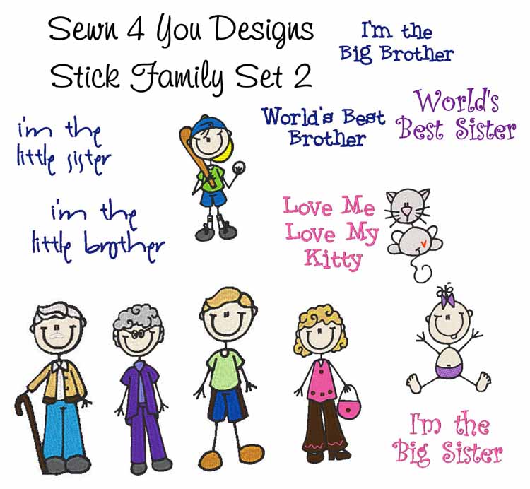 Sewn 4 You Designs~Stick Figure Embroidery Designs