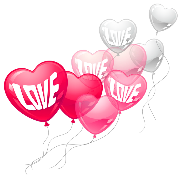 Valentines Day Pink and White Love Heart Baloons PNG Clipart Picture