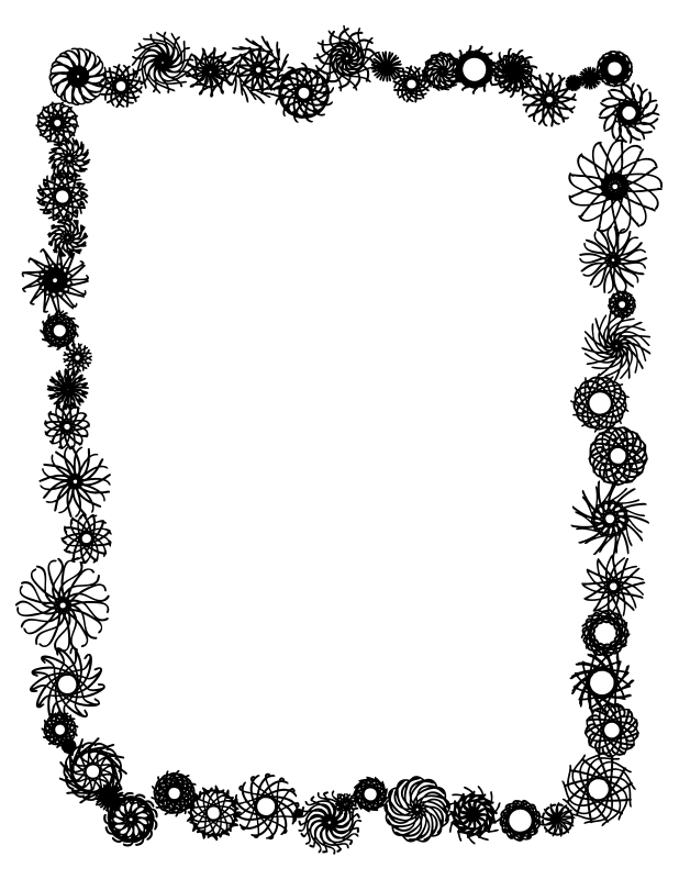 Free Black And White Flower Border, Download Free Black And White