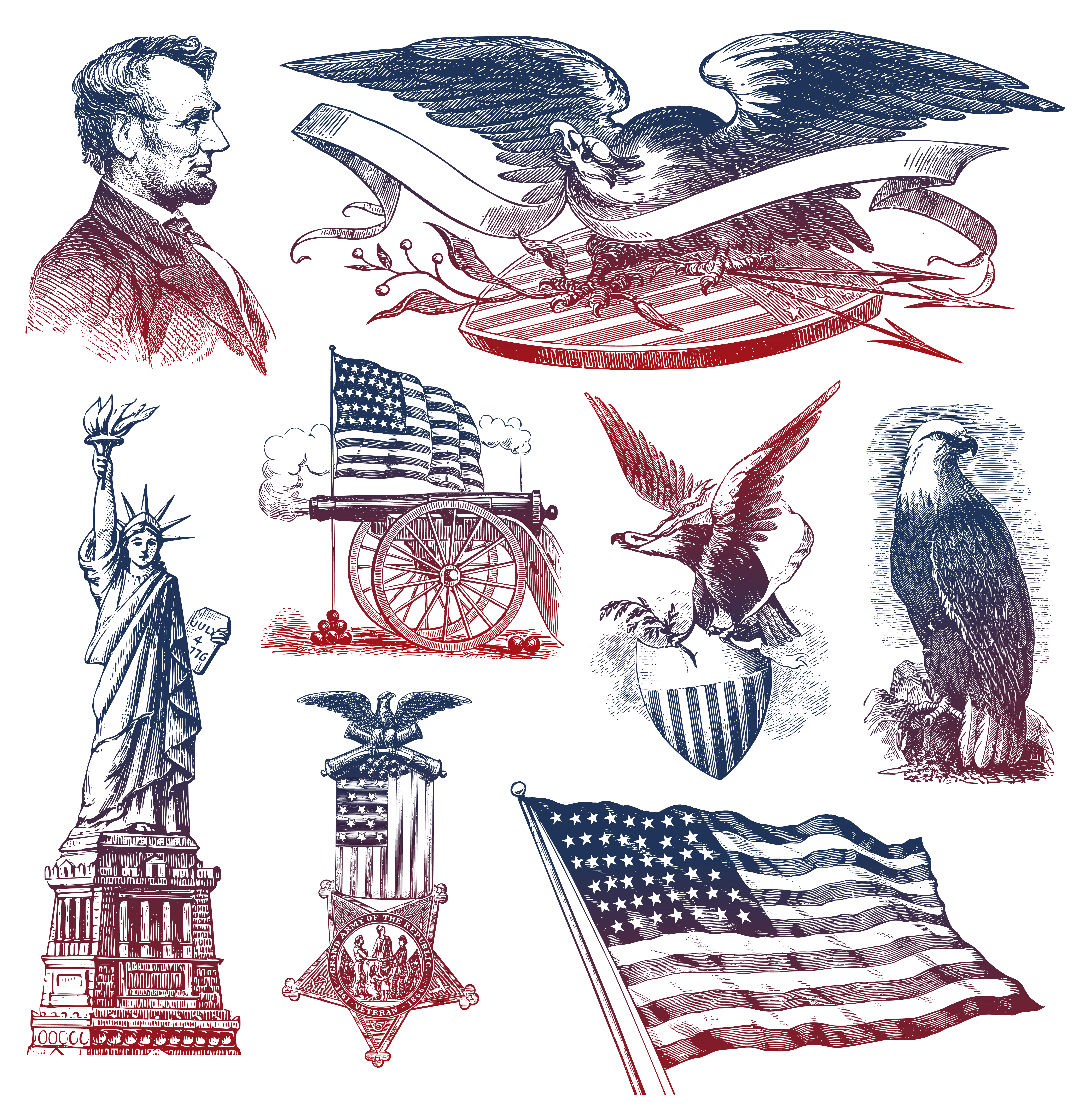 4th of july eagle clipart