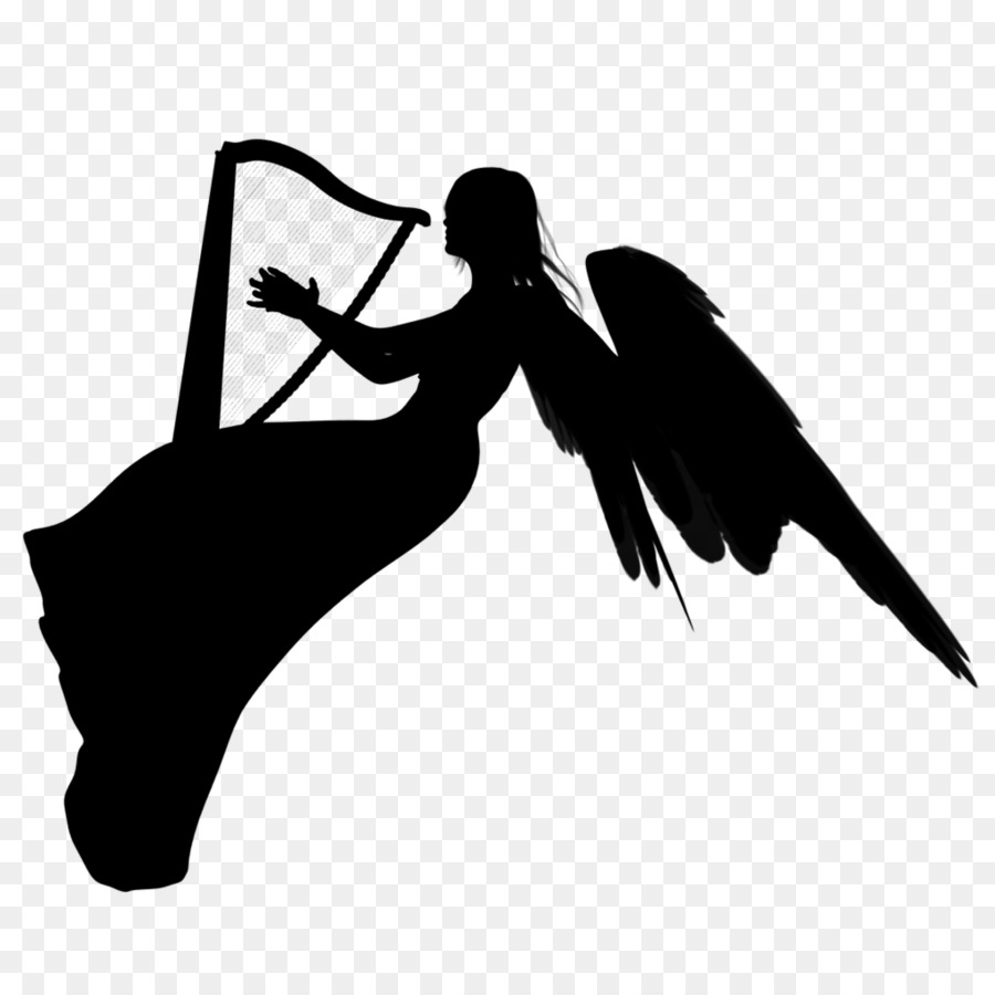 Black Silhouette Character White Clip art - angel harp png download - 1024*1024 - Free Transparent Black png Download.