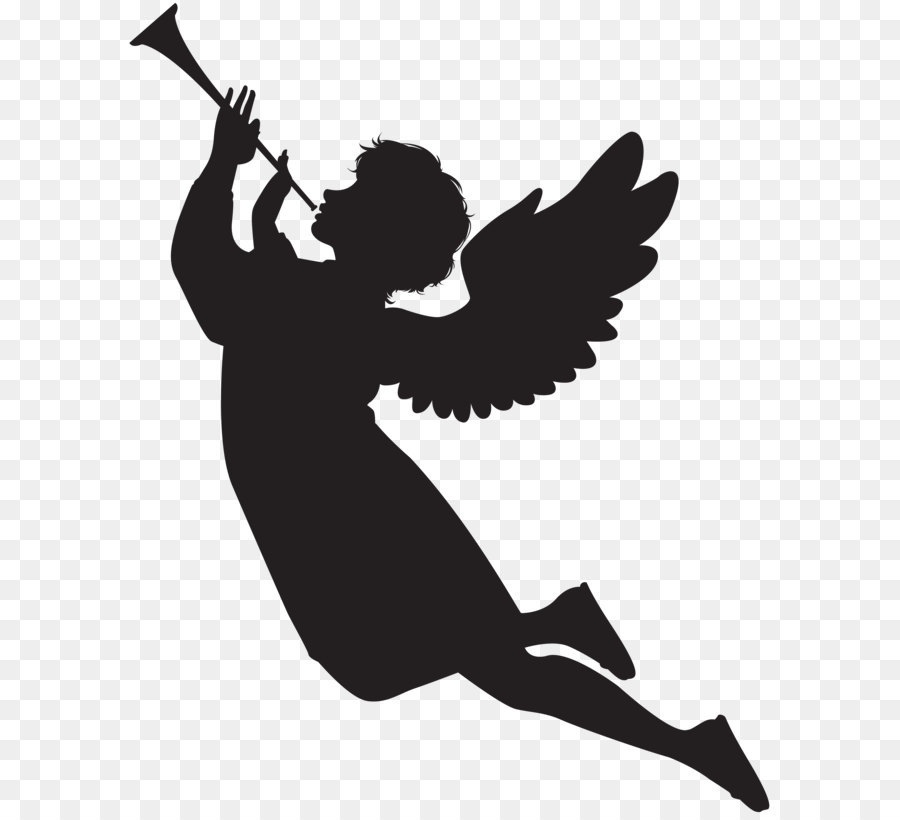Angel Silhouette Clip art - Angel with Fanfare Silhouette PNG Clip Art Image png download - 5581*7000 - Free Transparent Cherub png Download.