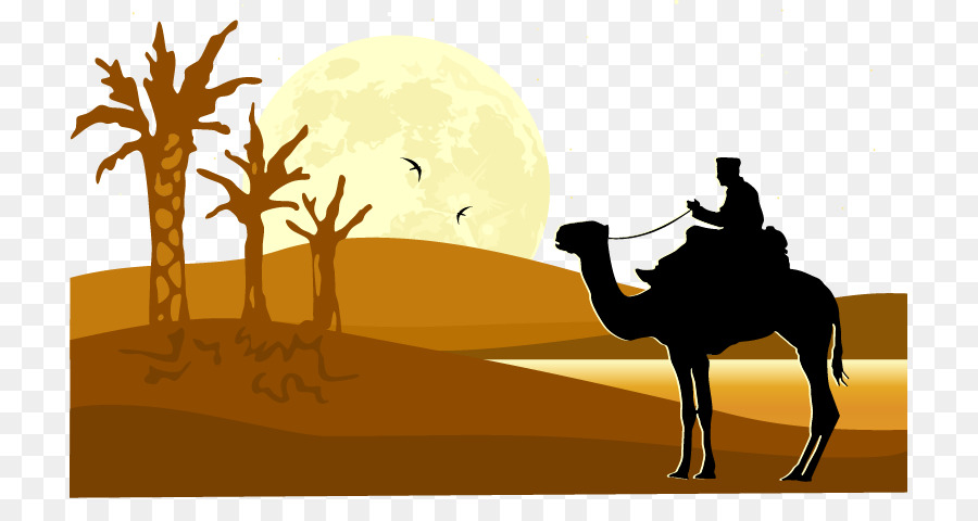 Camel Desert Silhouette Illustration - Hand-painted abstract pattern desert camel png download - 771*469 - Free Transparent Camel png Download.