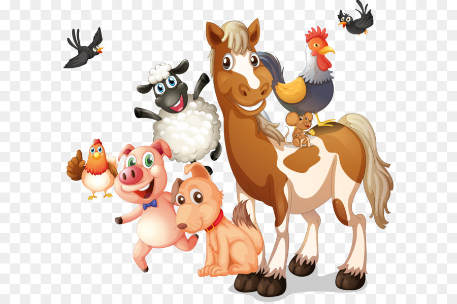 Farm Livestock Illustration - Vector cartoon animals png download -  7613*6976 - Free Transparent Livestock ai,png Download. - Clip Art Library
