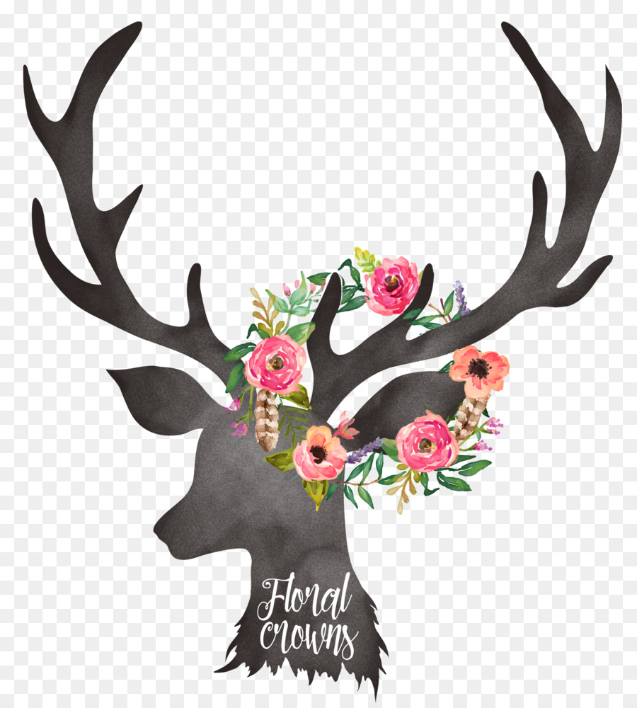 Deer Antler Floral design - floral deer antlers png download - 1865*2058 - Free Transparent Deer png Download.
