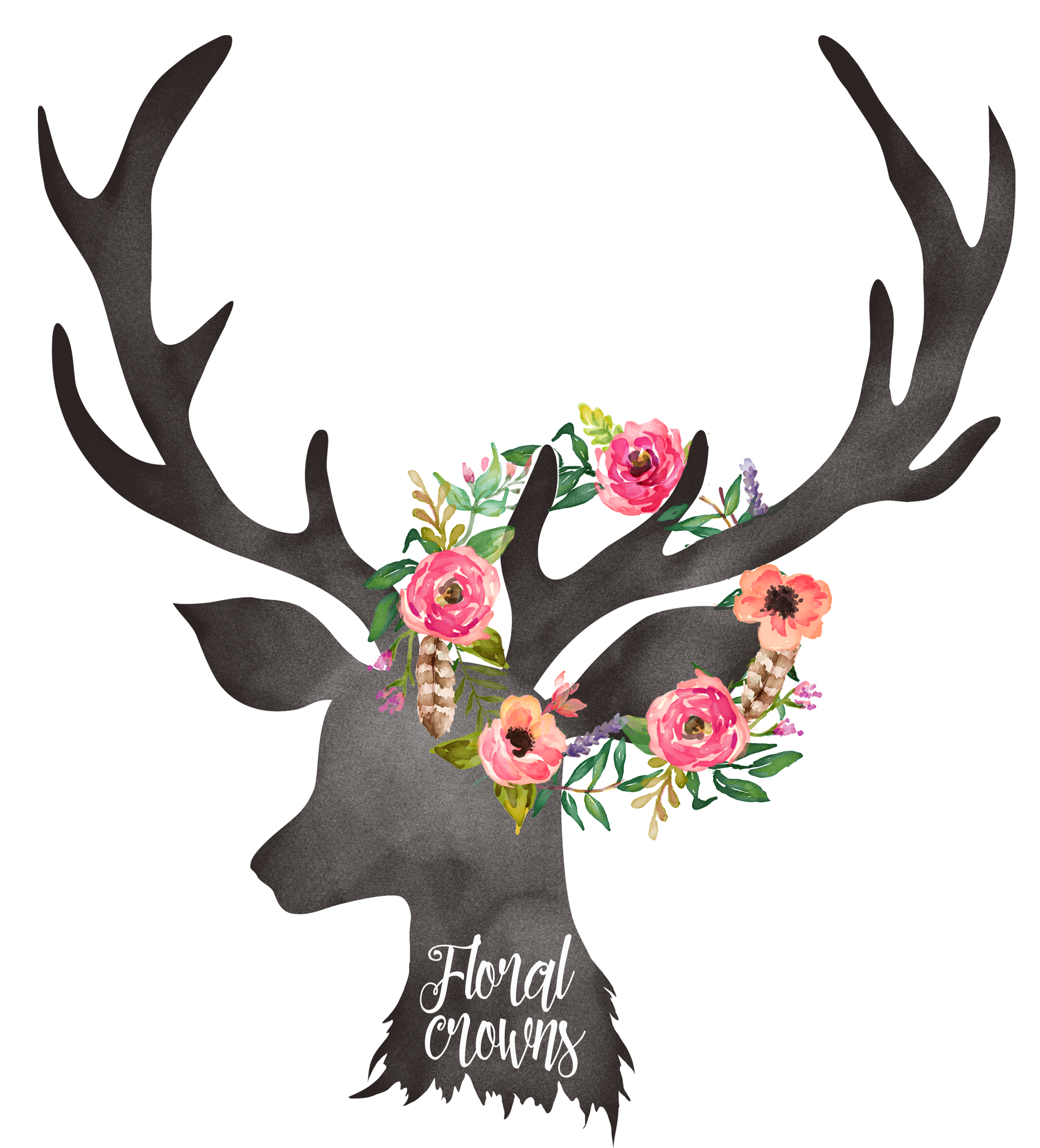 Deer Antler Floral design - floral deer antlers png download - 1865