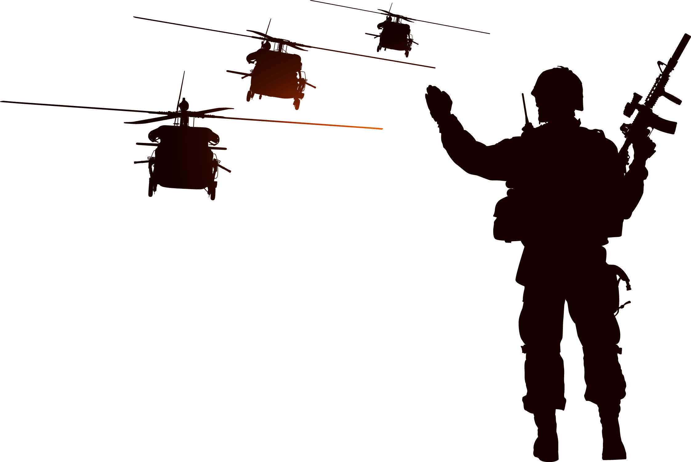 soldiers helicopters silhouette
