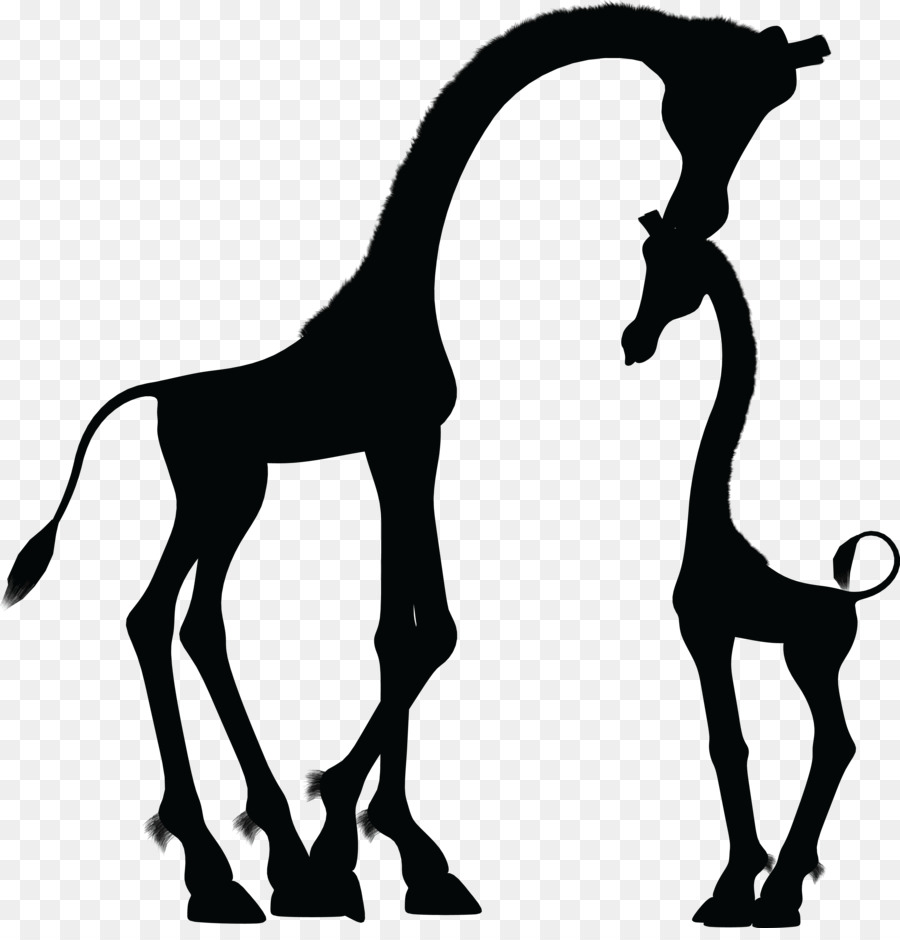 Baby Giraffes Silhouette Clip art - mom and baby png download - 4000*4124 - Free Transparent Giraffe png Download.