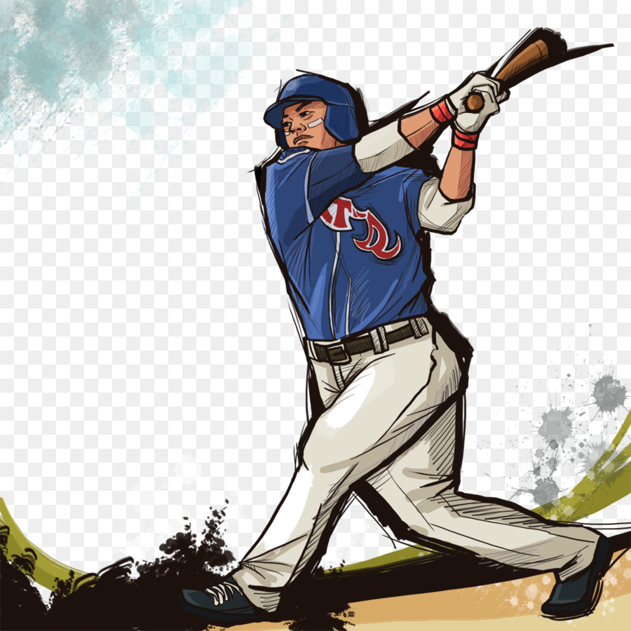 Baseball park Sport Illustration - Hand-painted baseball swing png download - 1000*1000 - Free Transparent Baseball png Download.