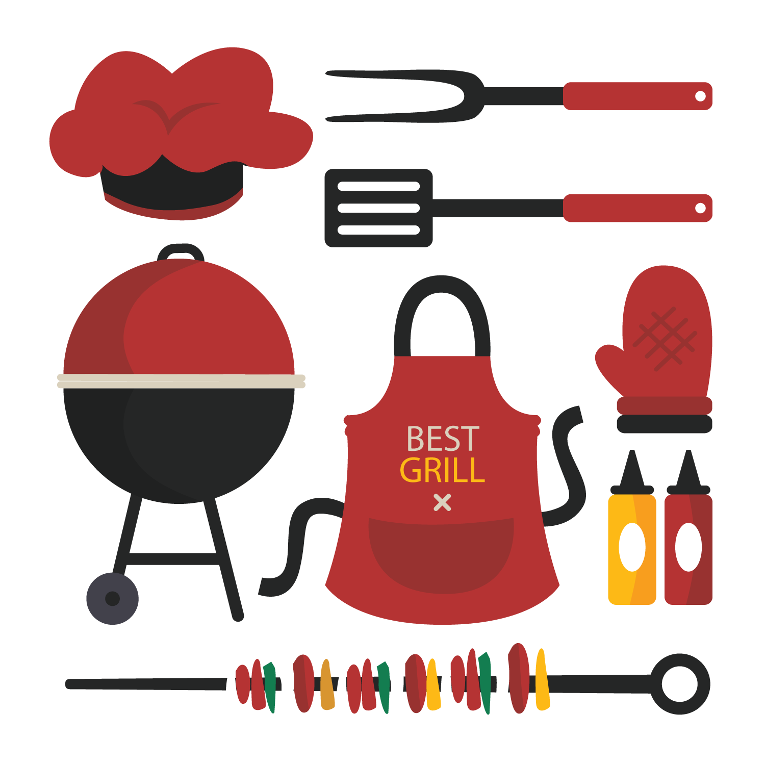 Barbecue Picnic Food Illustration Red Barbecue Vector Png Download