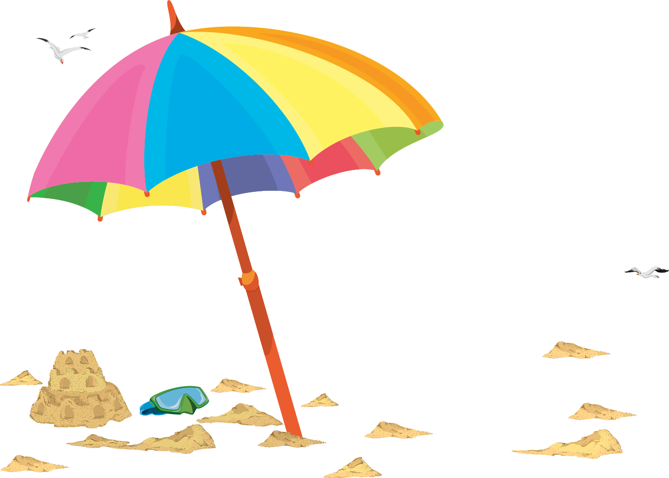 Beach Umbrella Illustration Vector Handpainted