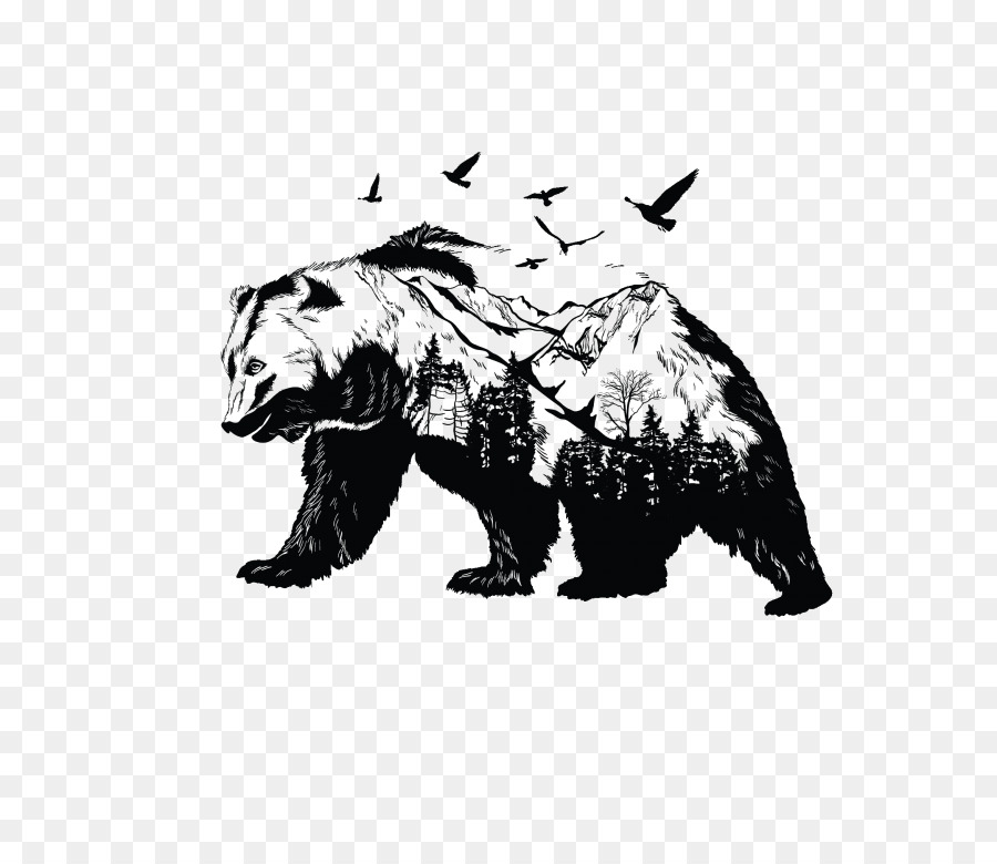 Brown bear Black and white Polar bear Tattoo Drawing - polar bear png download - 768*768 - Free Transparent Brown Bear png Download.