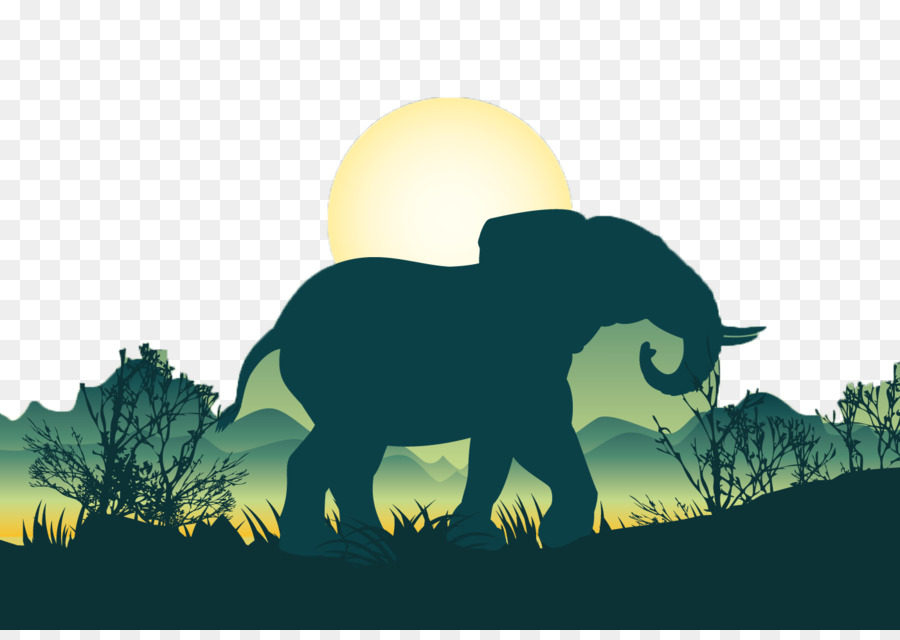 African elephant Bear Silhouette Illustration - Sunset Elephants png download - 1400*980 - Free Transparent African Elephant png Download.
